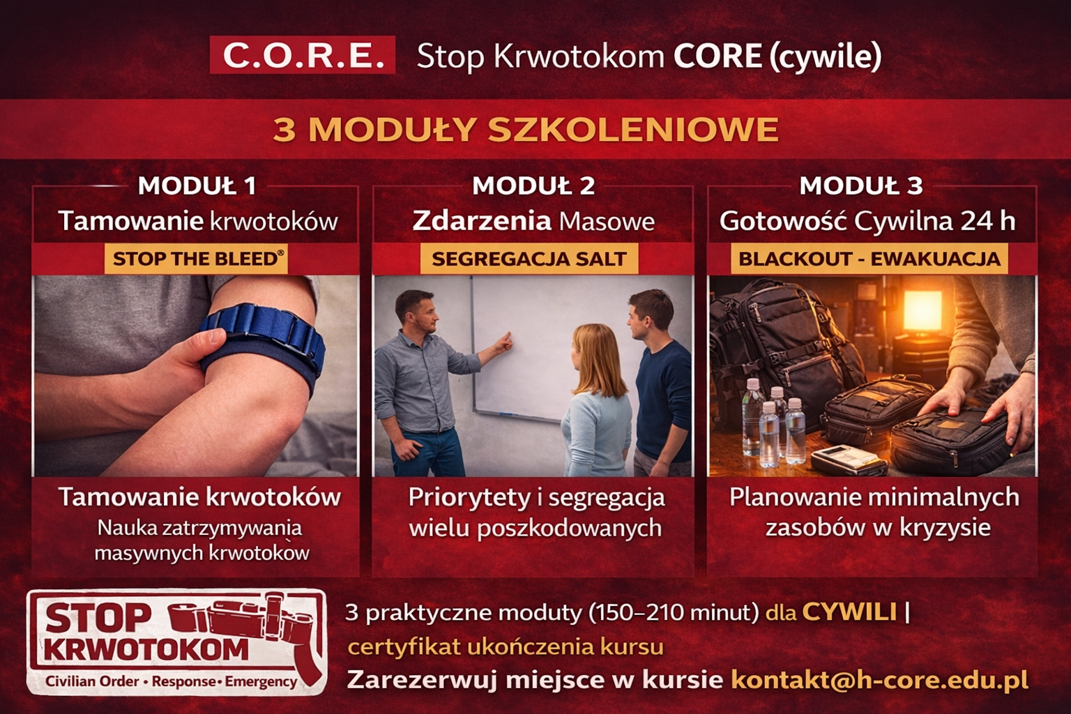 C.O.R.E. Stop Krwotokom — 3 moduły szkoleniowe